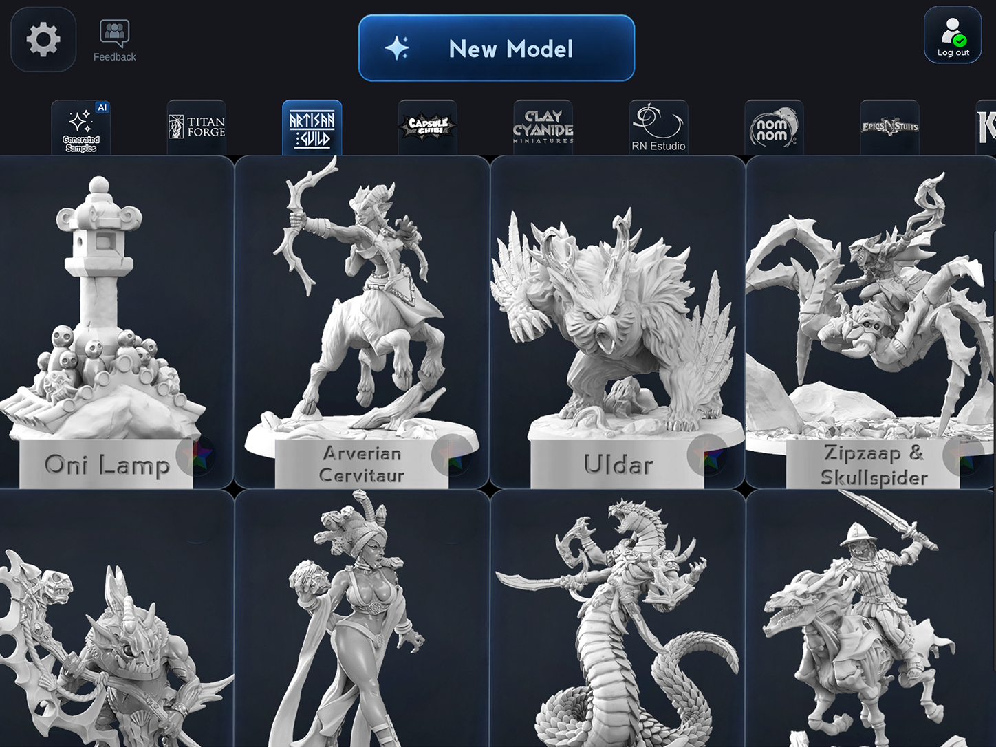 Fantasy miniature gallery in ColorMinis with dragons, warriors and fantasy creatures