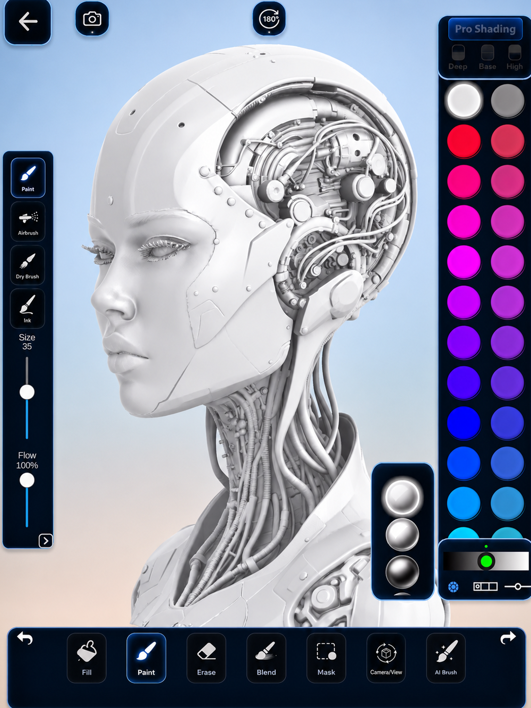 Clean high-detail robot model ready for direct 3D painting in ColorMinis